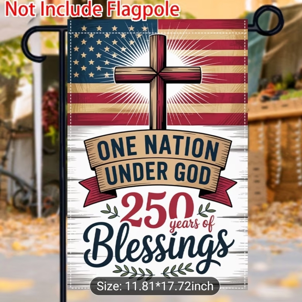 Patriotic Garden Flag with Cross Design - Picture 2 of 3